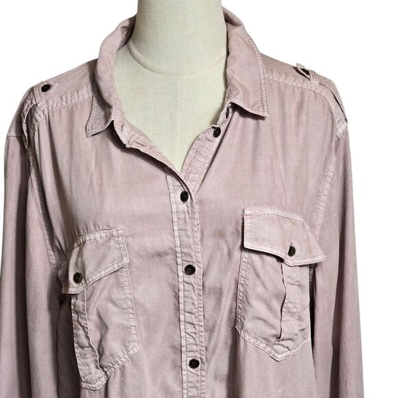 American Eagle Mauve Pink Boyfriend Fit Oversized Button-Up Shirt Plus Size - Picture 2 of 7